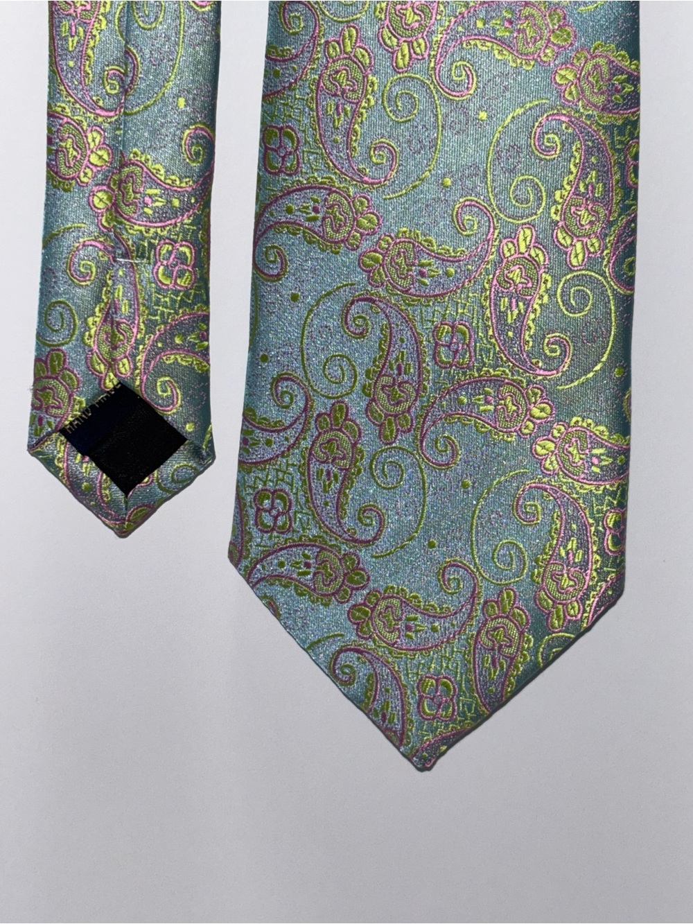 Hisdern Formal Luxury Extra Long Men’s Necktie 100% Silk Teal Pink Paisley New